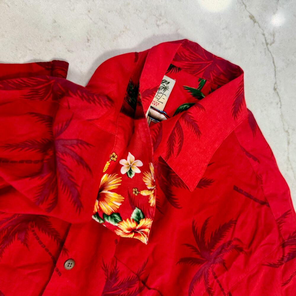 Vintage Big Dogs Hawaiian Shirt Men's 2XL Red Aloha Novelty Dadcore Vacation - Picture 15 of 16